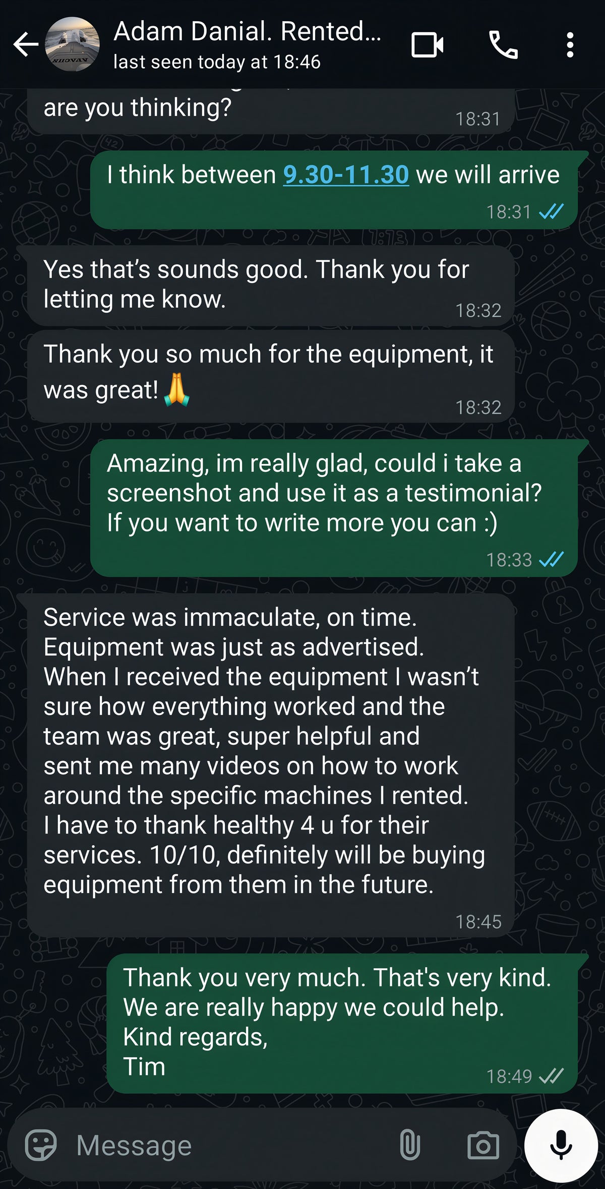 Customer testimonial