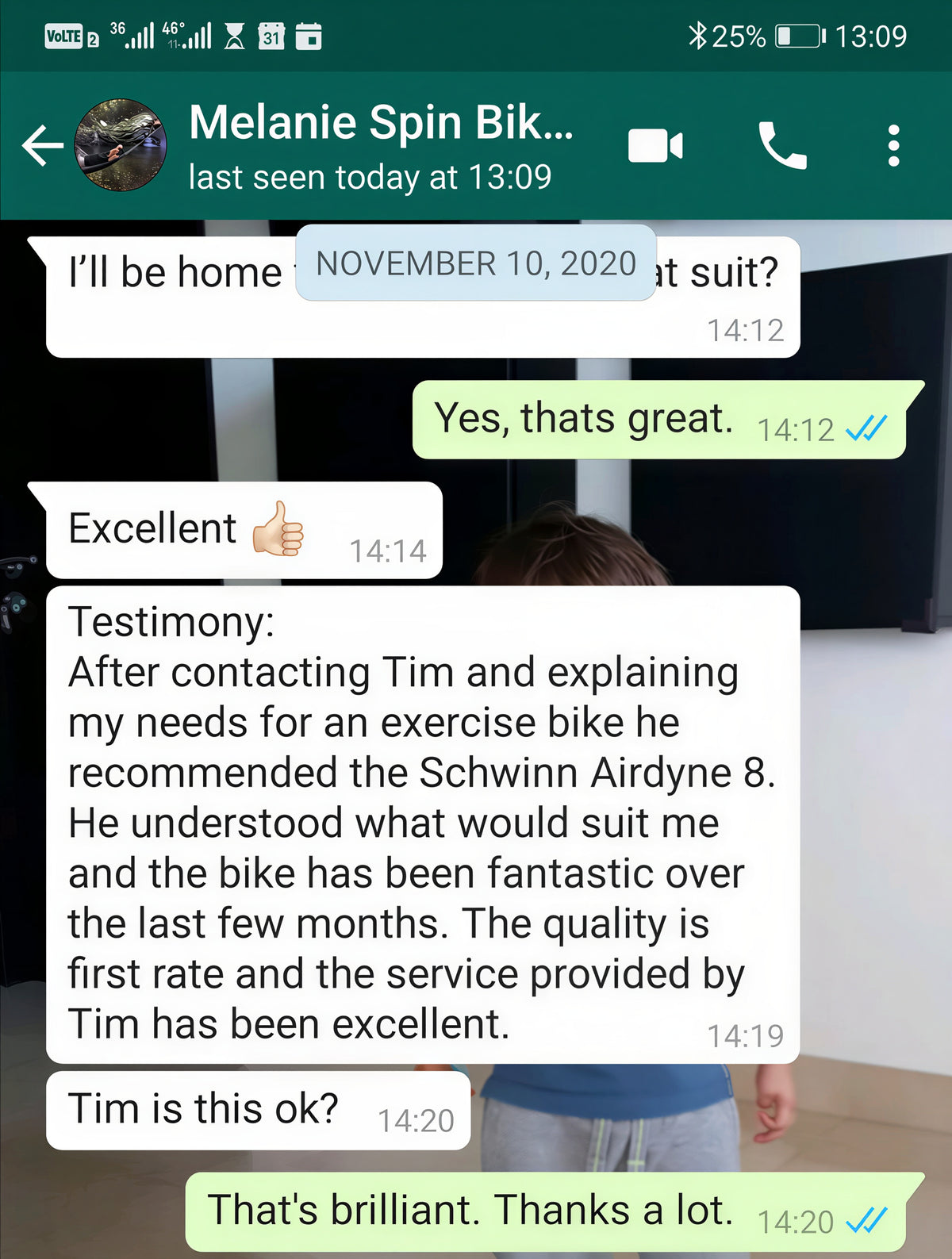 Customer testimonial