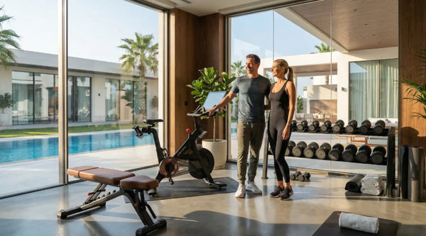 Mini Home Gym Package rental Dubai, Peloton, bench and dumbbells