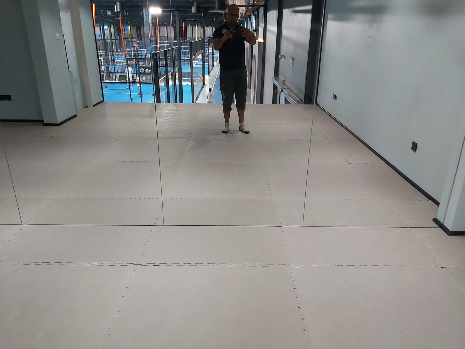 Tatami mats installation in progress