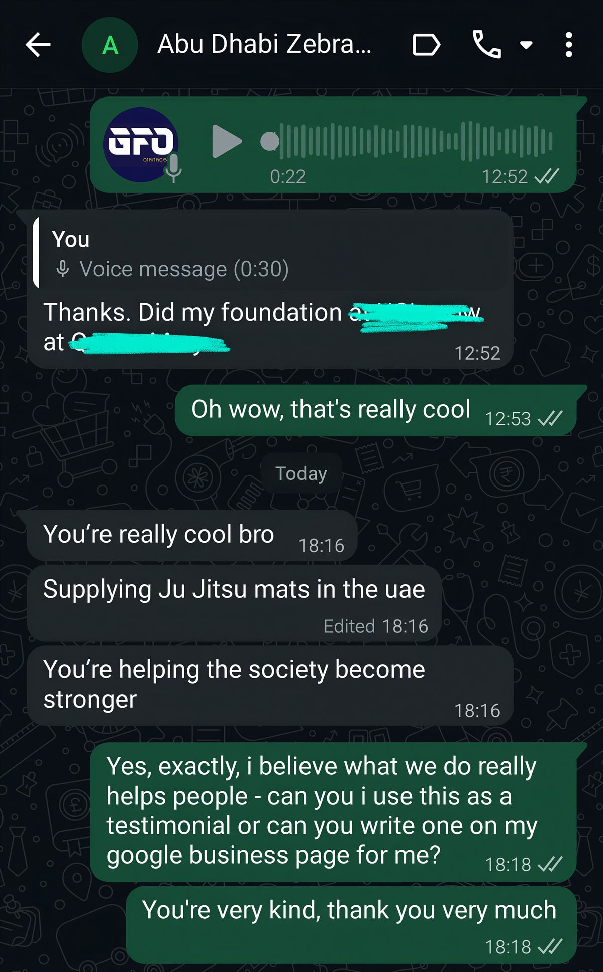 Customer testimonial
