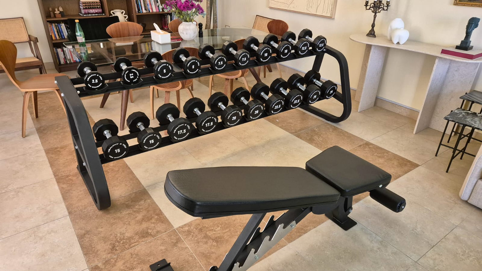 Healthy 4 You VIP Dumbbell Set with premium rack