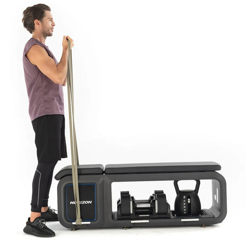 Horizon Fitness All-in-One Adjustable Bench with Dumbbells & Kettlebell