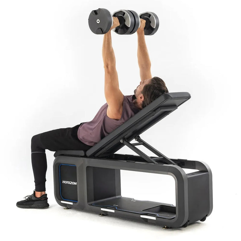 Horizon Fitness All-in-One Adjustable Bench with Dumbbells & Kettlebell