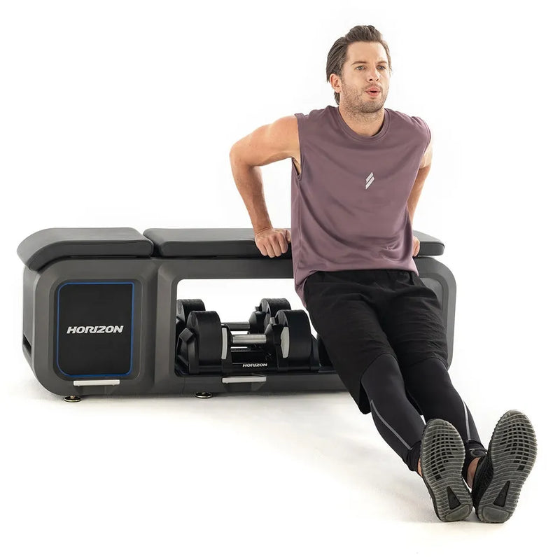 Horizon Fitness All-in-One Adjustable Bench with Dumbbells & Kettlebell