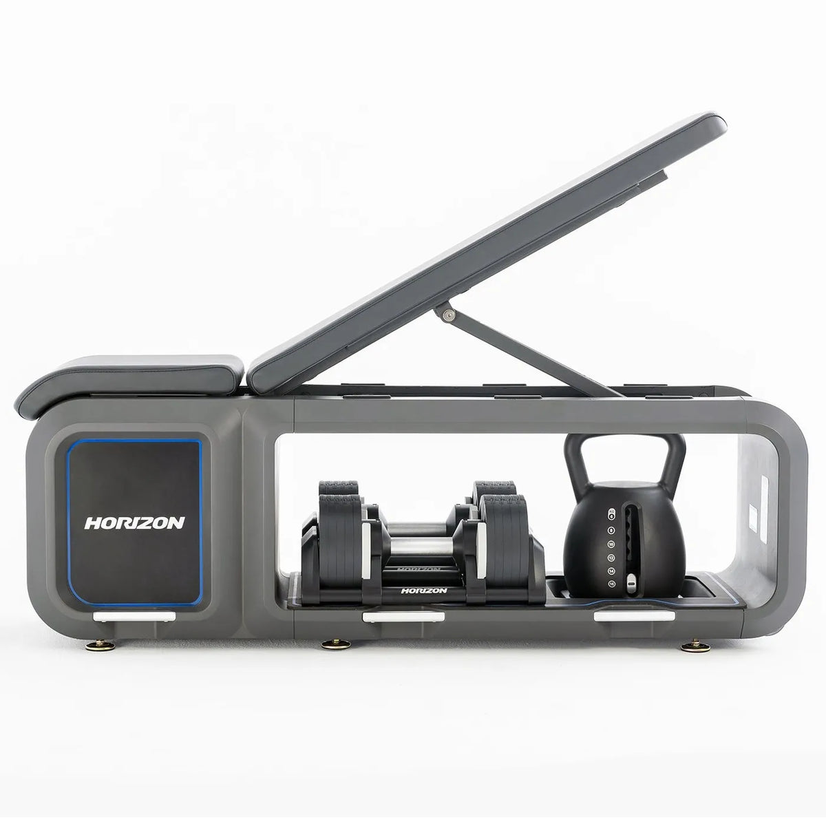 Horizon Fitness All-in-One Adjustable Bench with Dumbbells and Kettlebell