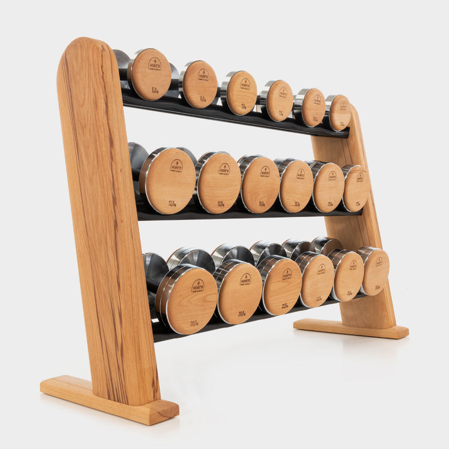 NOHRD wood dumbbells on tower