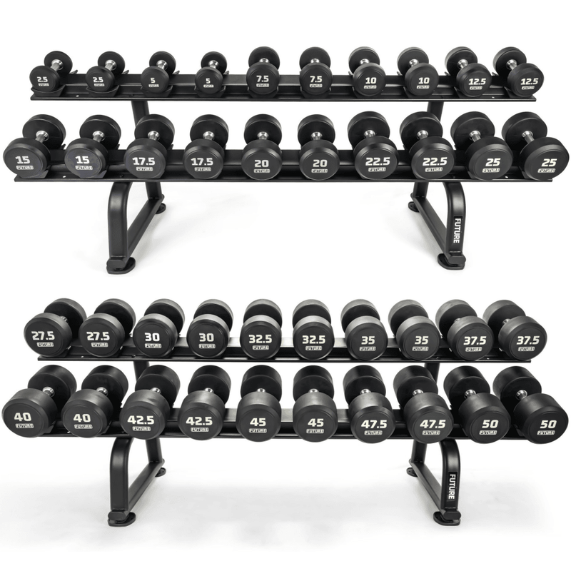 (Copy) FORCE USA Commercial Round Dumbbells set with 3 Tier rack. 2.5-50kgs