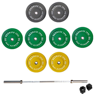 100 Kg Olympic Rubber Bumper Plates with Barbell